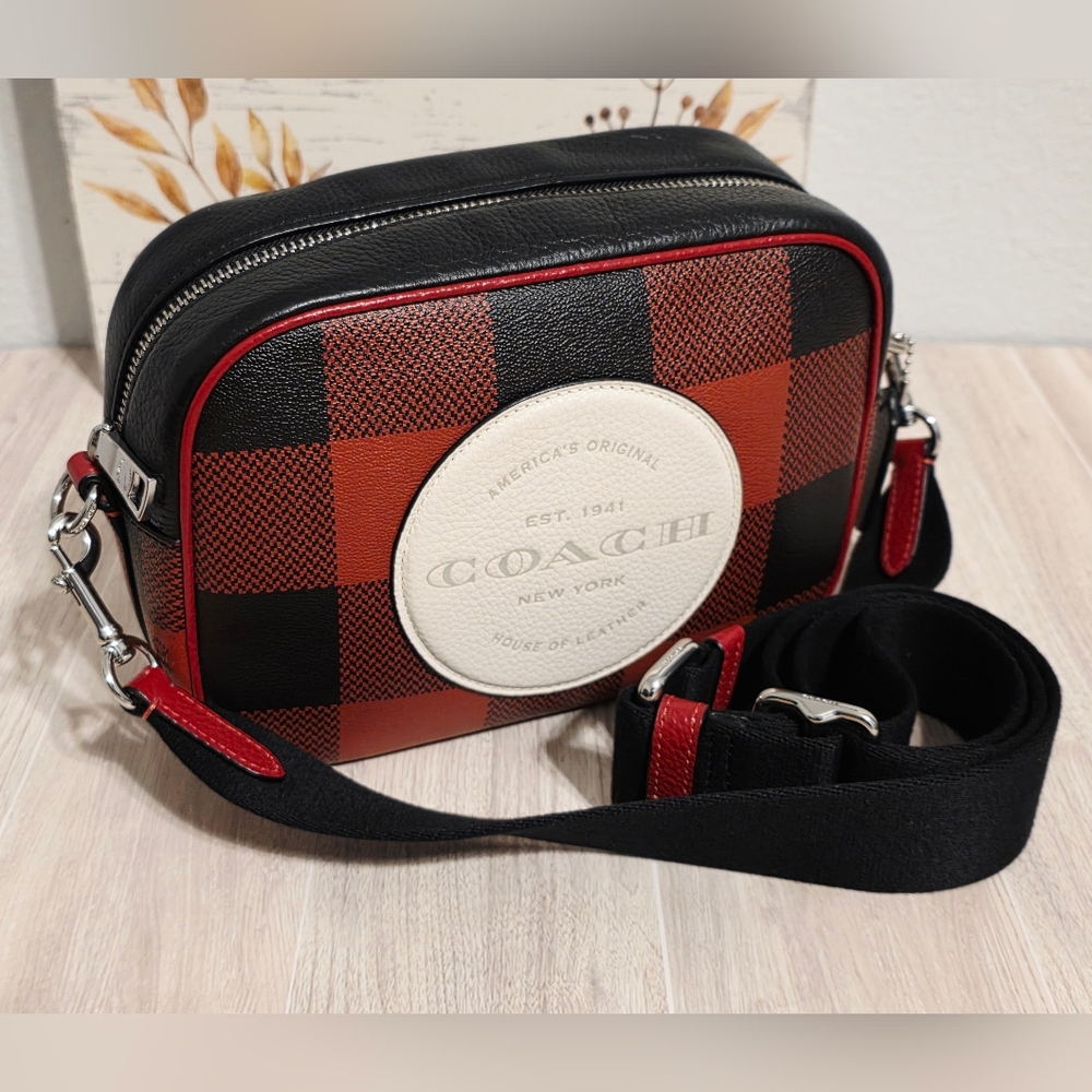 Coach Dempsey Camera Bag Buffalo Plaid Print And Coach Patch C1550